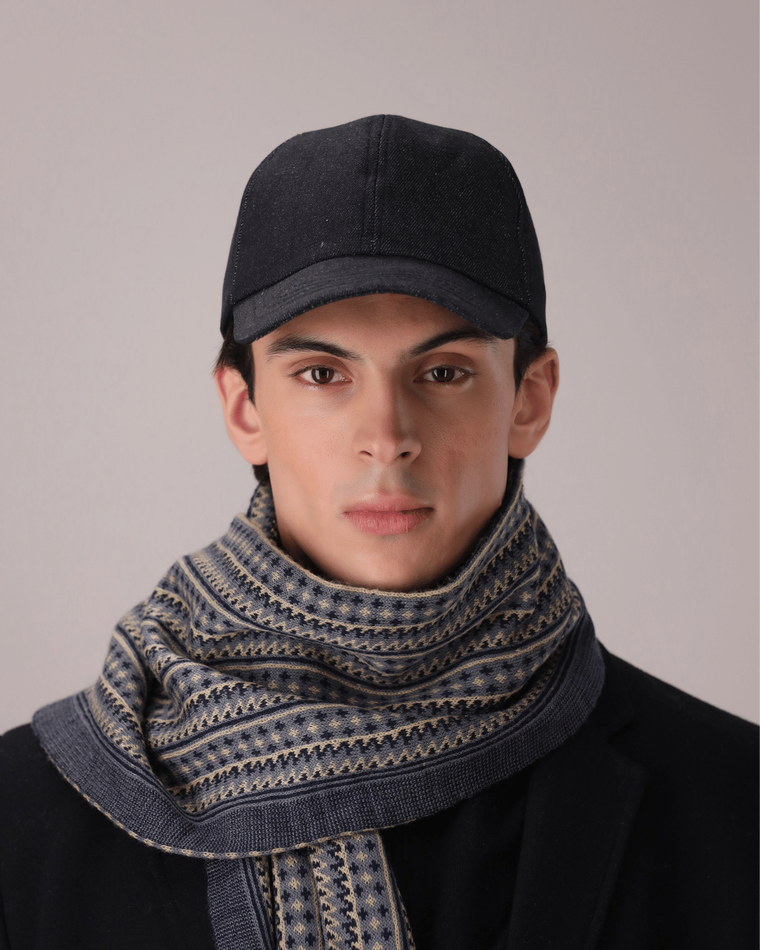 Black denim cap
